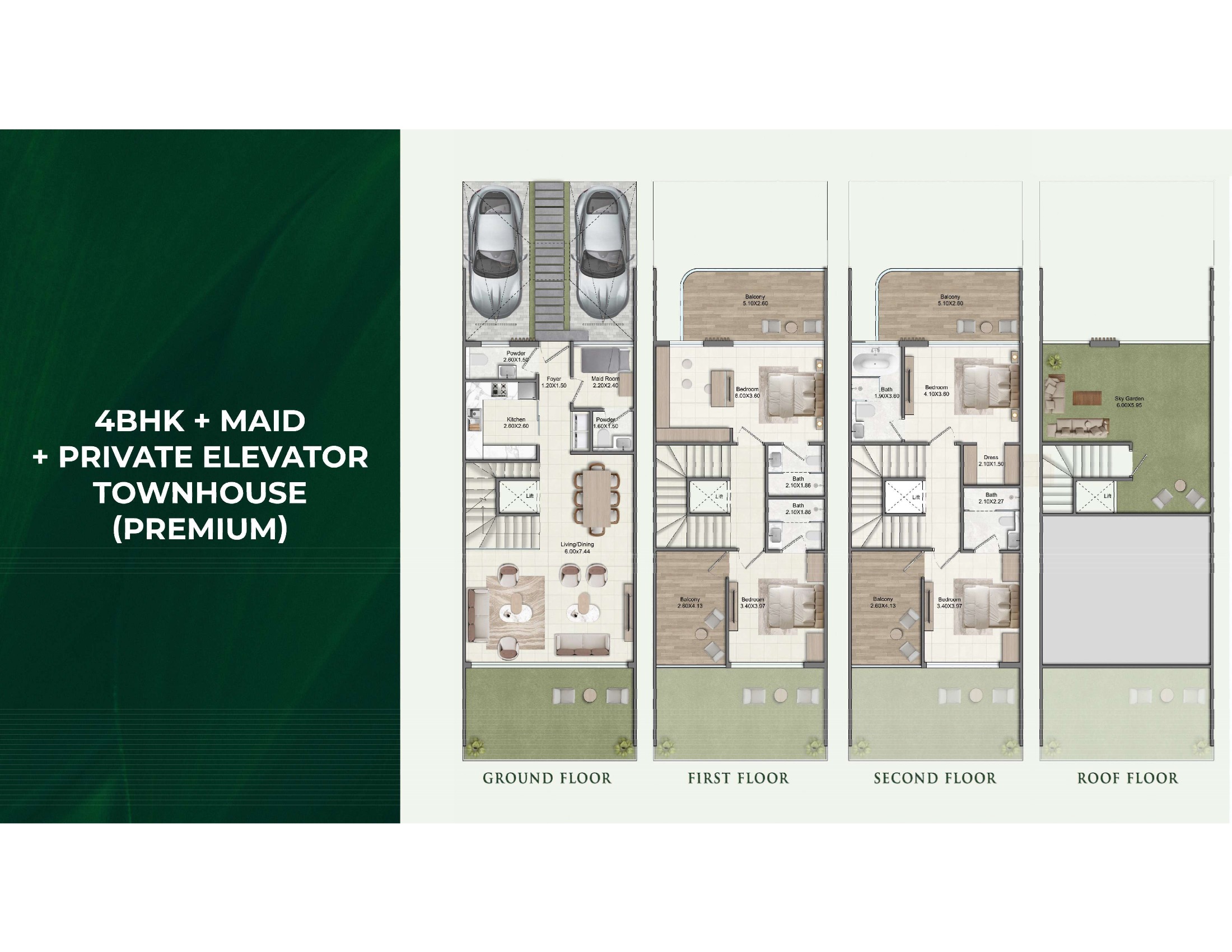 4 BHK Maid Premium Townhouse floor plan Greenz by Danube