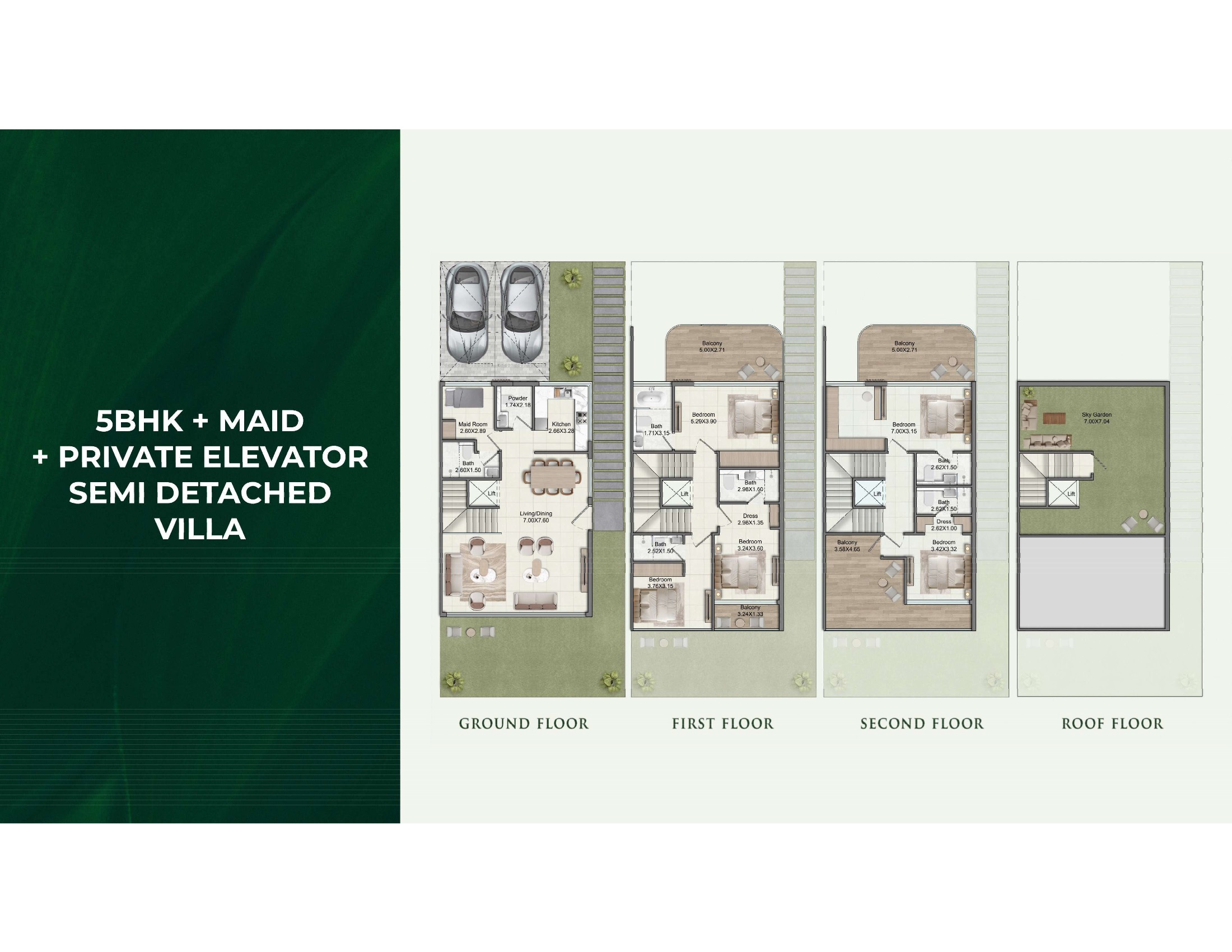 5 BHK Maid Semi Detached Villa floor plan Greenz by Danube